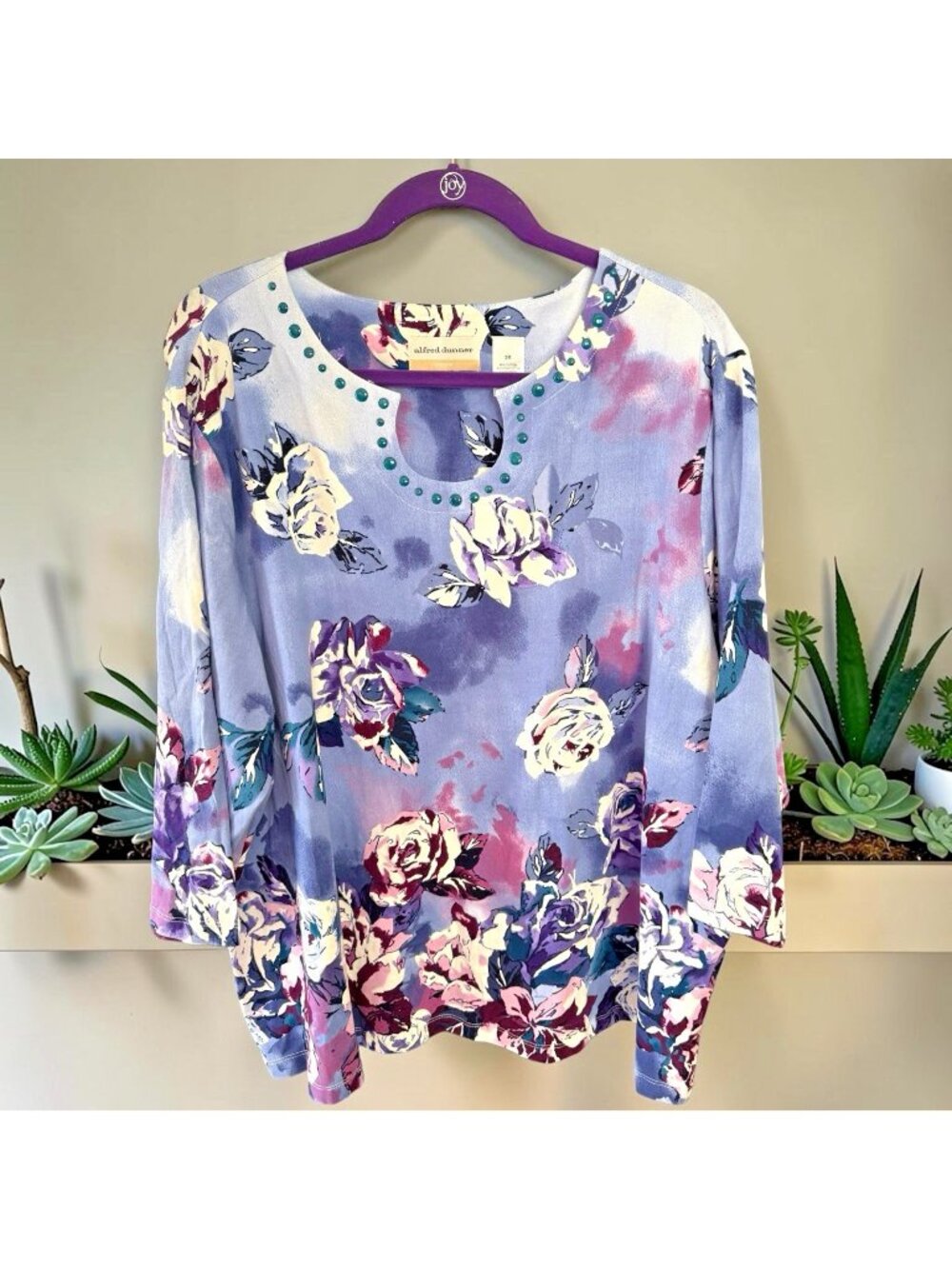 Alfred Dunner Multicolor Floral Print 3/4 Sleeve Top-Size 3X-NWT